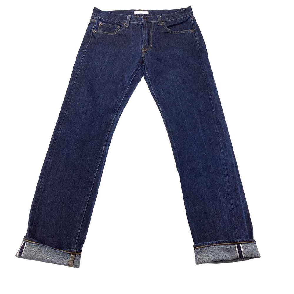Uniqlo Men’s Selvedge Jeans Size 31x32 Slim Straight Fit Blue Denim - Picture 1 of 14